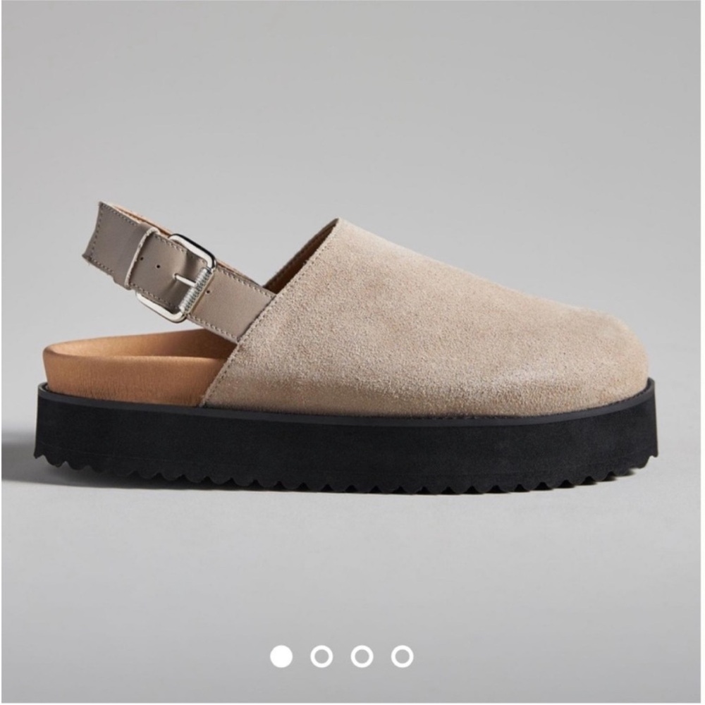 Pilcro Tan and Black Mules with Platform Sole